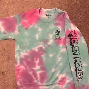 Retro Disney “Angry” Mickey tie dye crew neck